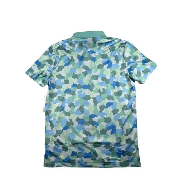 Redvanly Polo Shirt Mens Medium Blue Green Camo Dawson Athletic Golf Luxury $105 Shirts